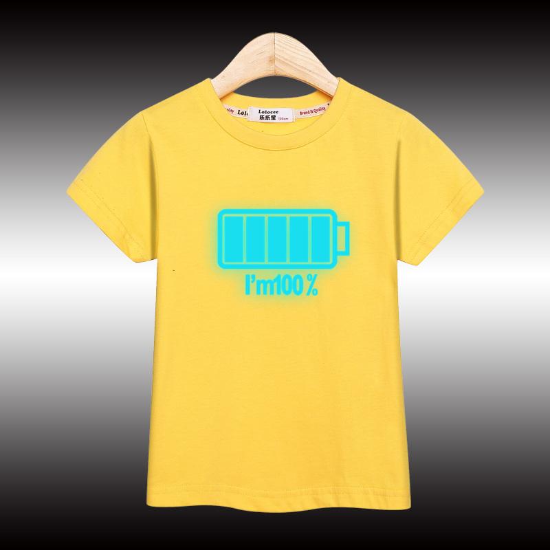 Boys' Summer T-shirt Nightglow Spider Design Top Children's Short Sleeved T-shirt