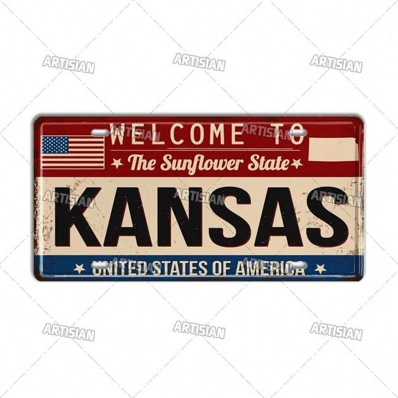 Arkansas USA Metal Wall Sign, Vintage State Decor 15x30cm