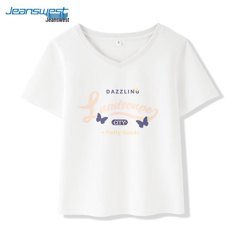 Jeanswest Women's Printed V-neck Cotton T-shirt