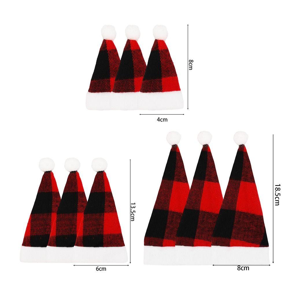 10Pcs Santa Hats Wine Bottle Covers Christmas Table Decoration Mini Cutlery Storage Bags Home Atmosphere Xmas Party