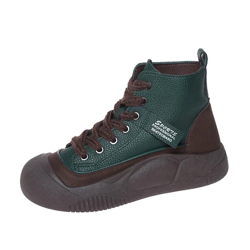 Fashion Spring Autumn New Women's Sport Shoes Fashion Tide Ankle Boots Retro Round Toe Lace Up Comfort Thick Sole Sneaker Botas De Mujer