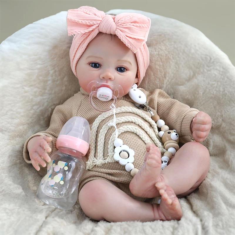 

Кукла Реборн 50 см Полностью Мягкий Клей и Тканевое Тело Цельная 3D Кукла Реборн Живая Кукла Реборн Виниловая Кукла 50cm-Vinyl body хаки