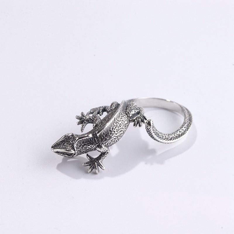 Anello Regolabile Vintage Lucertola Uomo Donna Minimalista Boho Statement Gioielli Rame Placcato Design Geometrico Animale