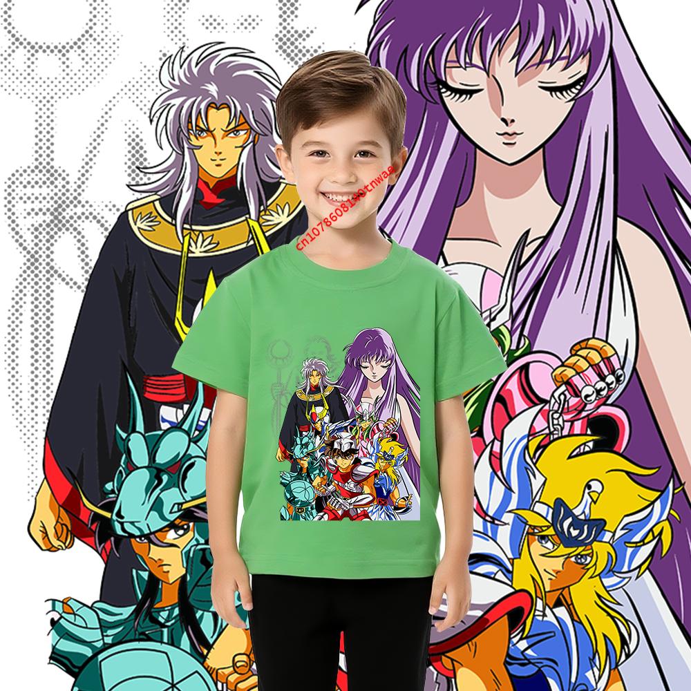 Saint Seiya Anime Dětské Tričko Bavlna Unisex Kluci Dívky Krátký Rukáv Tričko Kreslený Potisk Měkké Pohodlné Dětské Oblečení