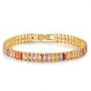 Luxury Inlaid Crystal Zircon 18k Gold Plated Copper Womens Bracelet Jewelry