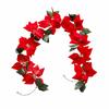 Artificial Christmas Flower Vine: 2m Green Leaf & Red Flower Door/Wall Hanging Ornaments