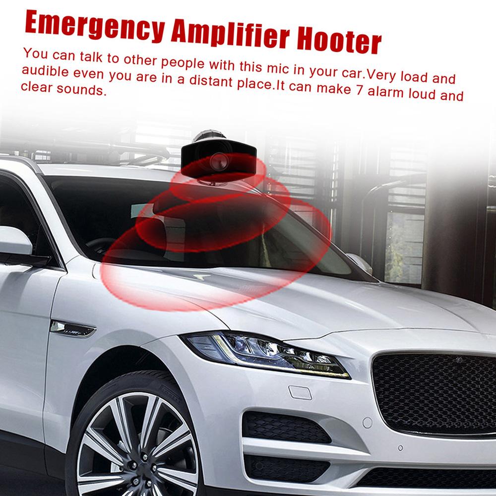 Car Megaphone 7 Tone Alarm Horn 12V 110dB Loud Speaker Fire Alarm Ambulance Blaring Police Siren