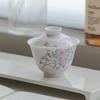 Apricot Pink Glaze Gaiwan Hand Painted Ceramic Gongfu Tea Set Traditional Chinese Brewing Cup Home Use Teaware Gift