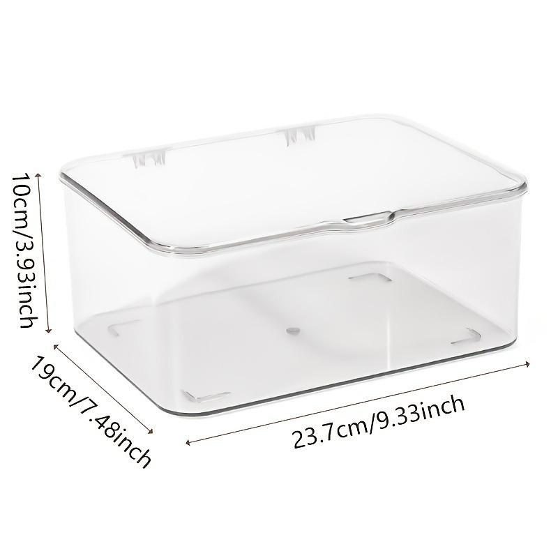 2PCS Acrylic Storage Boxes with Flip-Top Lid Transparent Container Home Organizer Space-Saving Storage for Bathroom Desk Bedroom