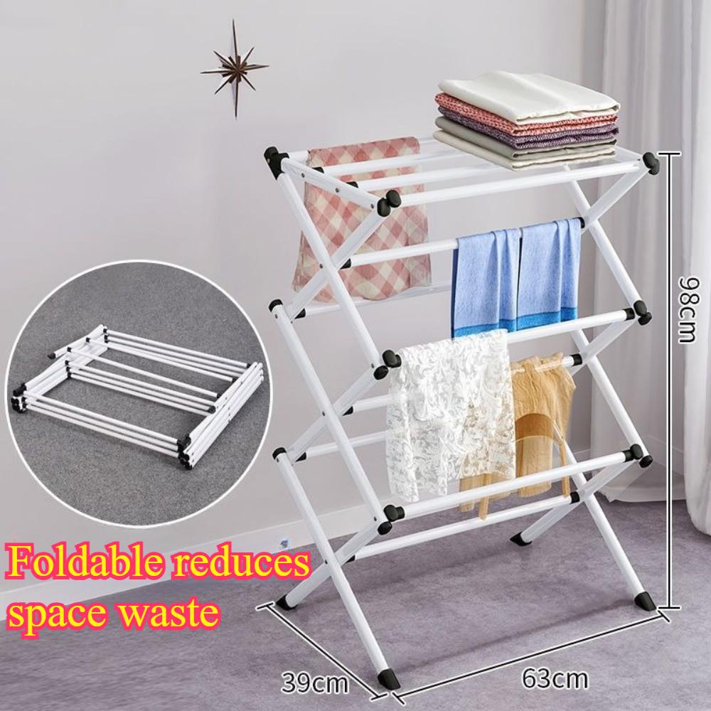 Simple Storage Rack Foldable Bedroom Drying Racks Floor Standing Balcony Clothes Hangers Scalable and Convenient Clothes Hanger