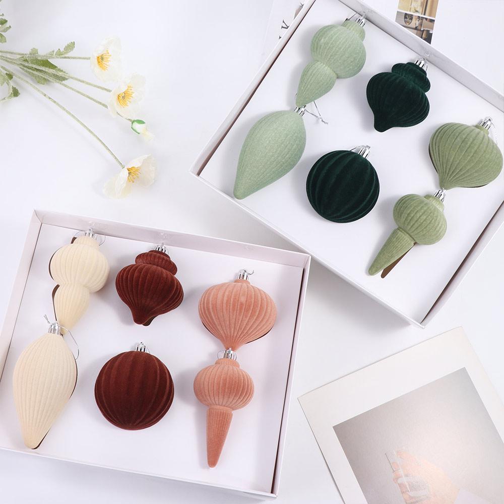 

6pcs Shatterproof Velvet Christmas Ball Pendant Green Xmas Tree Ornaments Home Indoor Outdoor зелений