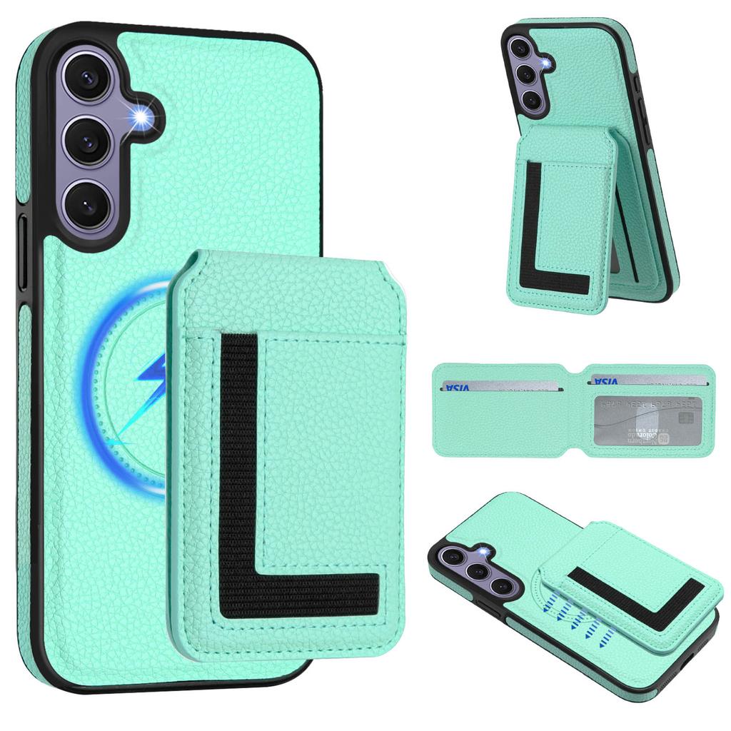 For Samsung Galaxy S25+ Magnetic Case TPU+PU Leather Phone Back Cover with Detachable Card Holder