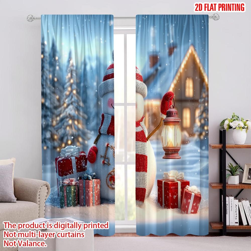 

2pcs,2D plane printing Creative Curtains Charming Winter Wonderland Versatile Durable Polyester (without rod) Room Decor Ldeal 52.50 × 116.00 cm 2 pcs