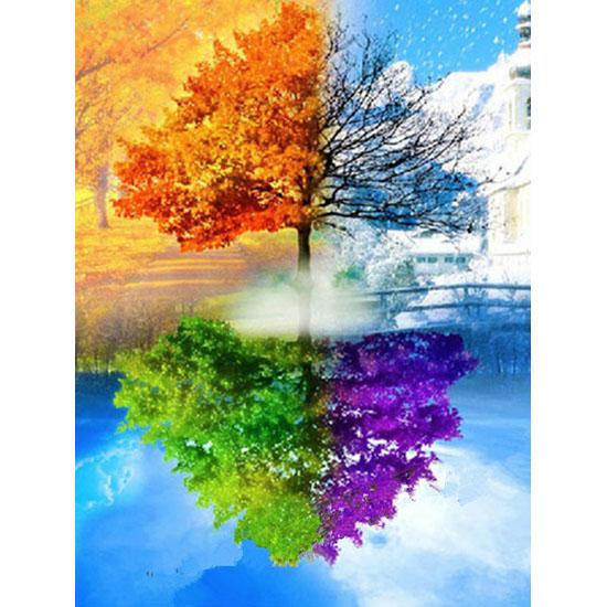 huacan DIY 5D Malerei Jahreszeiten Baum Kreuzstich Diamant Stickerei Muster Strass Diamant Mosaik