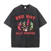 Lustige Red Hot Silly Peppers Vintage Säuregewaschene T-Shirts Herren Damen Freizeit Humor Rock T-Shirt Herren Hohe Qualität Baumwoll-T-Shirts