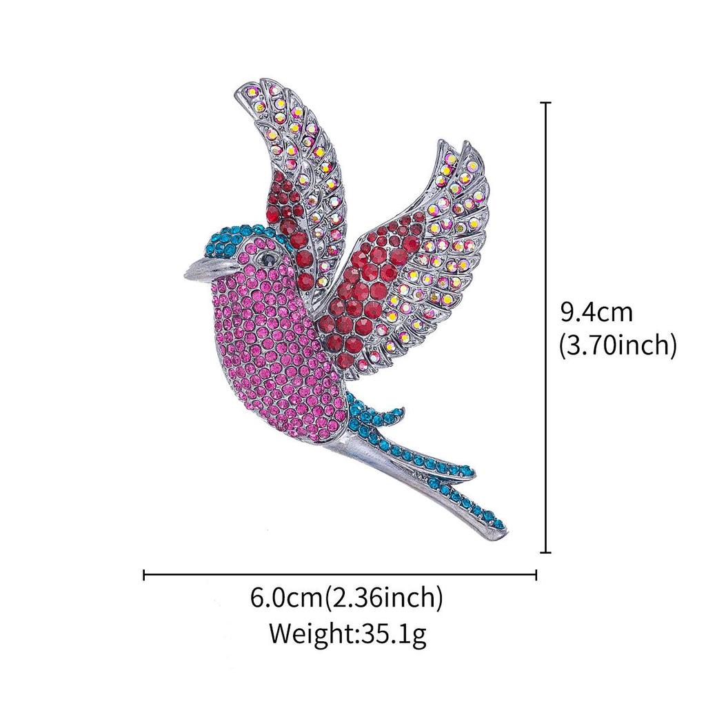 Hummingbird Crystal Rhinestone Brooch: Elegant Alloy Pin for Clothing Accessories