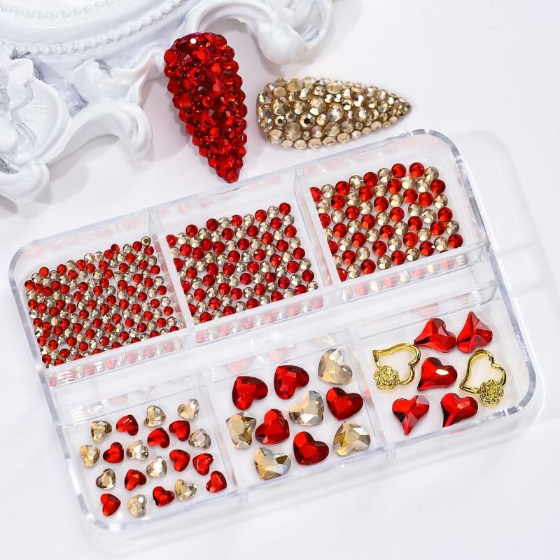 Valentine's Day Nail Charms Studs Nail Rhinestones Gems Luxury Nail Art Rhinestones Craft Diamonds Crystal Jewels Stones