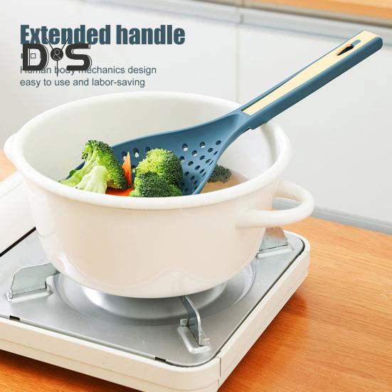 

Экономия труда, кухонная ложка с фильтром, плотное отверстие для утечки, экологически чистое ситечко с длинной ручкой, ложка, посуда