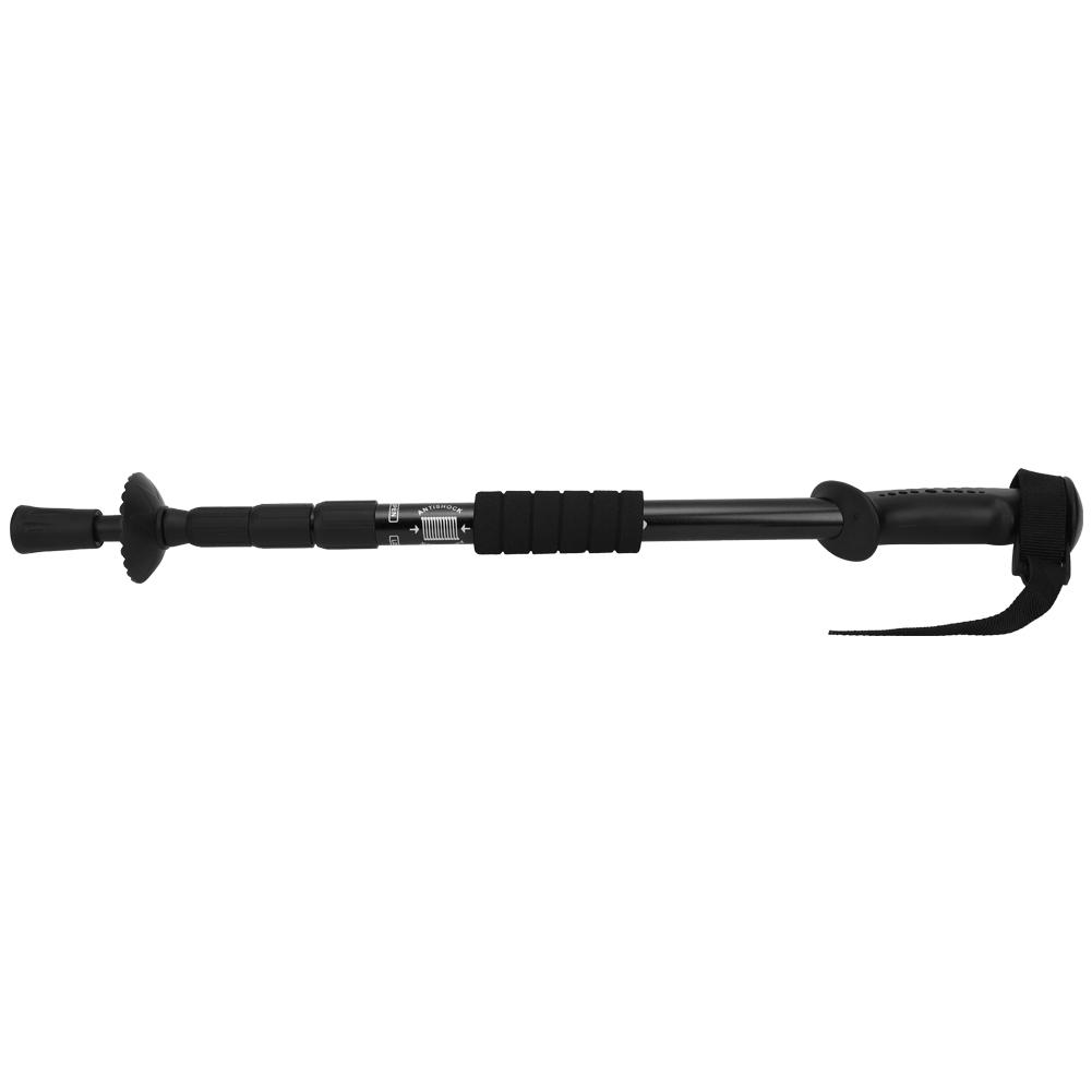 Outdoor Aluminium Alloy 4-Sections Suspension Straight Handle Pole Walking Stick Alpenstock for Climbing Camping