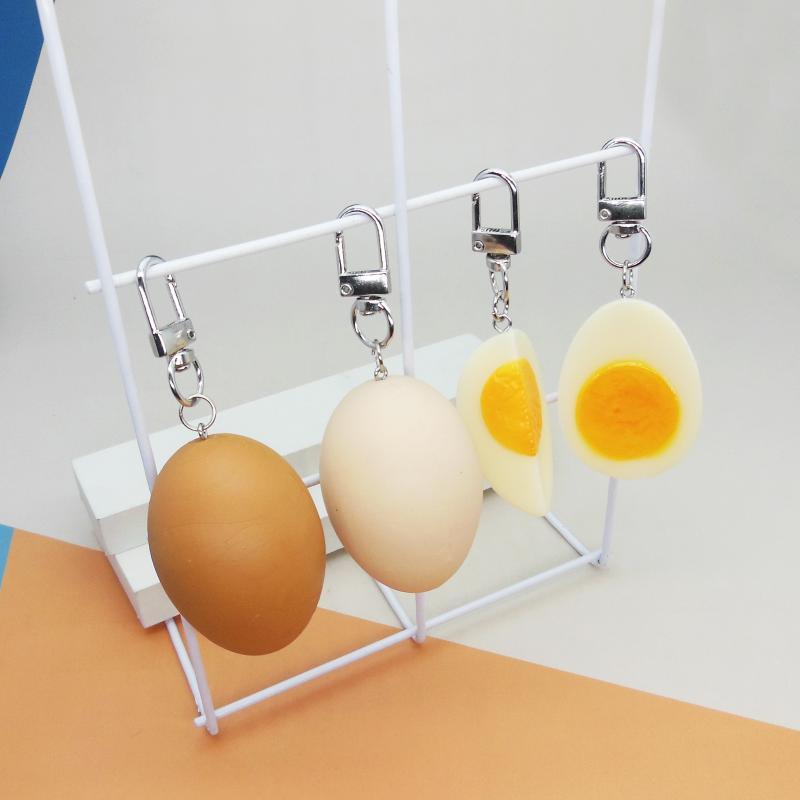 Creative Semi Chopped Egg Keychain Fun Simulation Bag Accessory Unique Quirky Fashionable Bag Charm