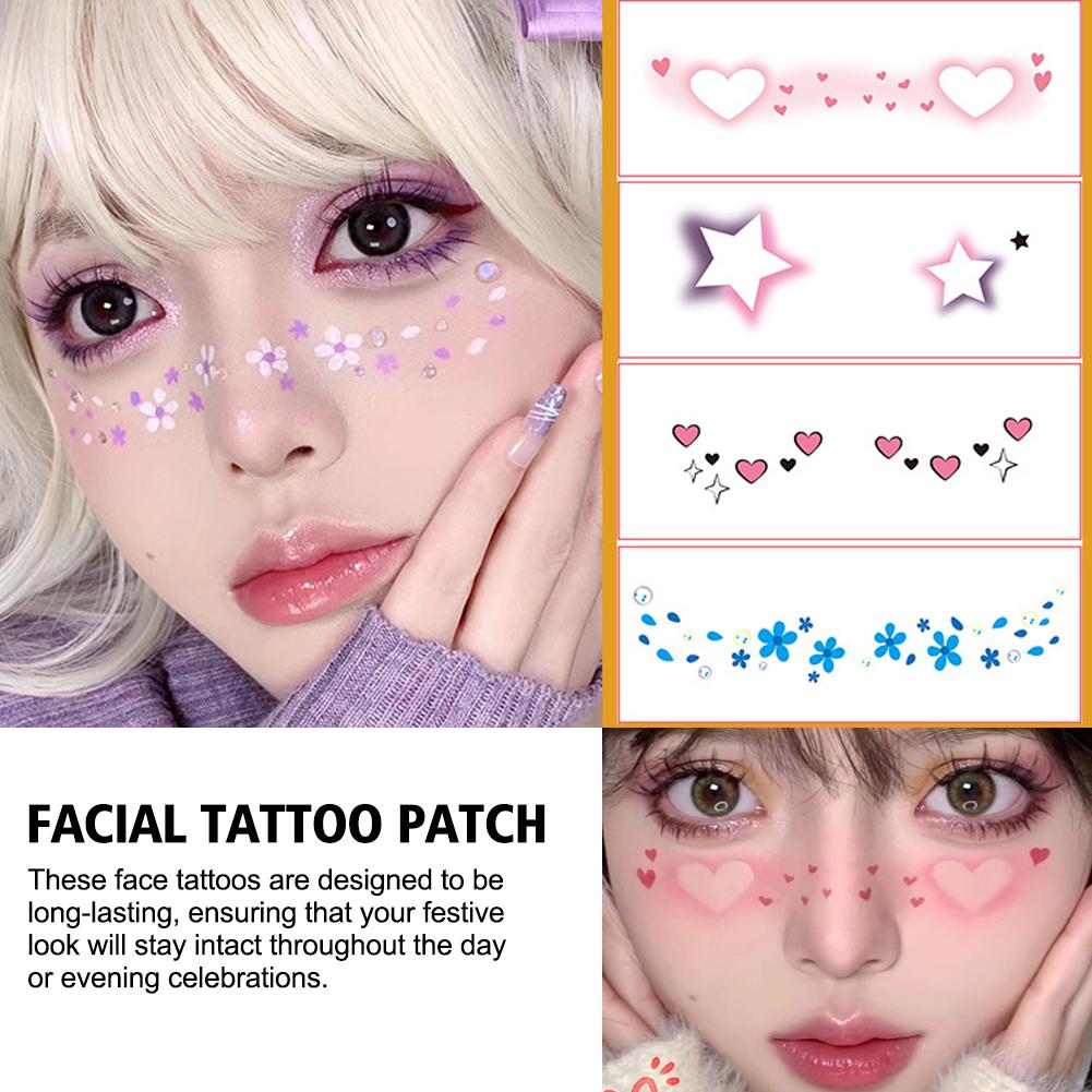 Temporary Blush Tattoo Sticker Songkran Facial Tattoo Tattoo Star Face Tattoo Waterproof Makeup M0X9