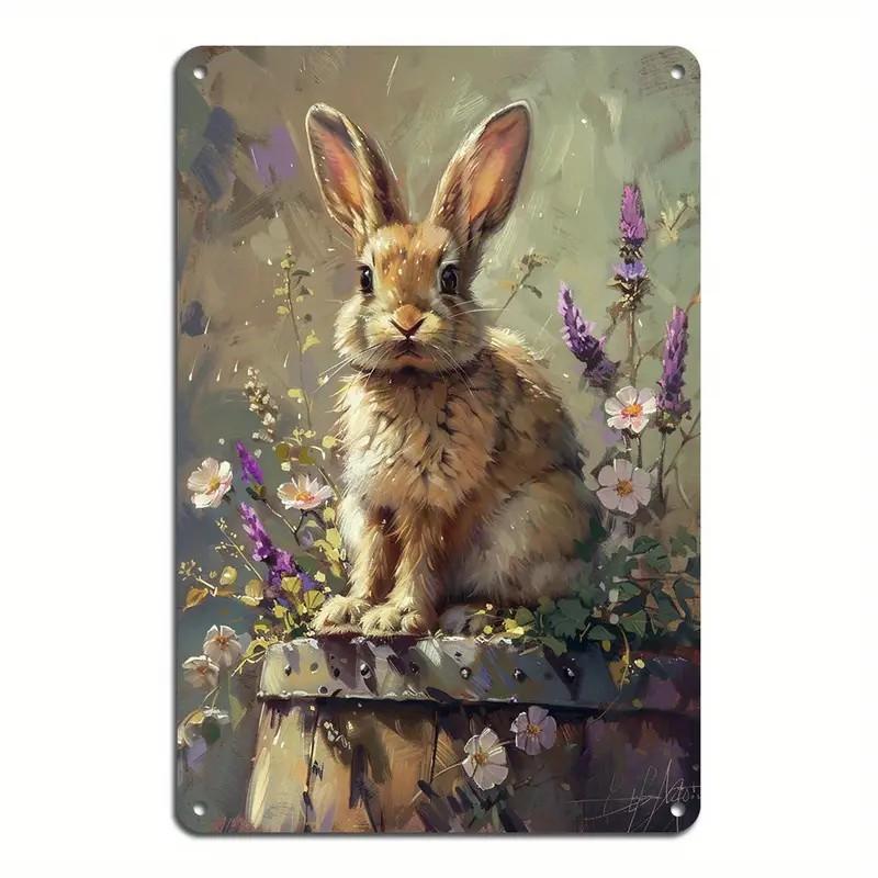 Charming Easter Bunny Metal Sign Perfect Gift for Family & Friends Cute Rabbit Wall Art for Home, Bar, Cafe Decor Garage Kitchen