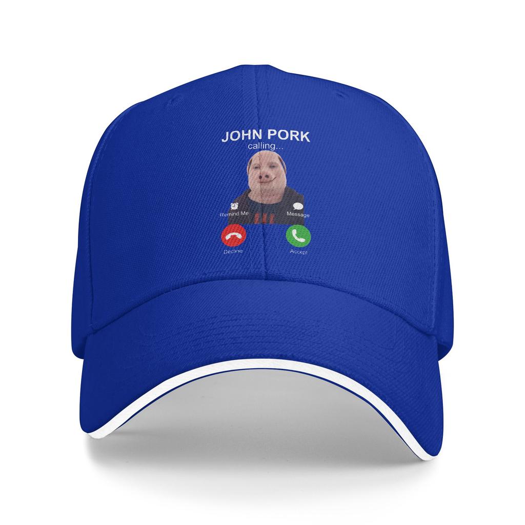 Summer John Pork Is Calling Funny Animal Baseball Cap Outdoor Sport Streetwear Print Sun Trucker Hat Men Breathable Snapback Cap