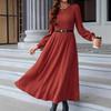 Solid Color Round Neck Long Sleeve Pullover Casual Elegant Thread Fashionable Dress