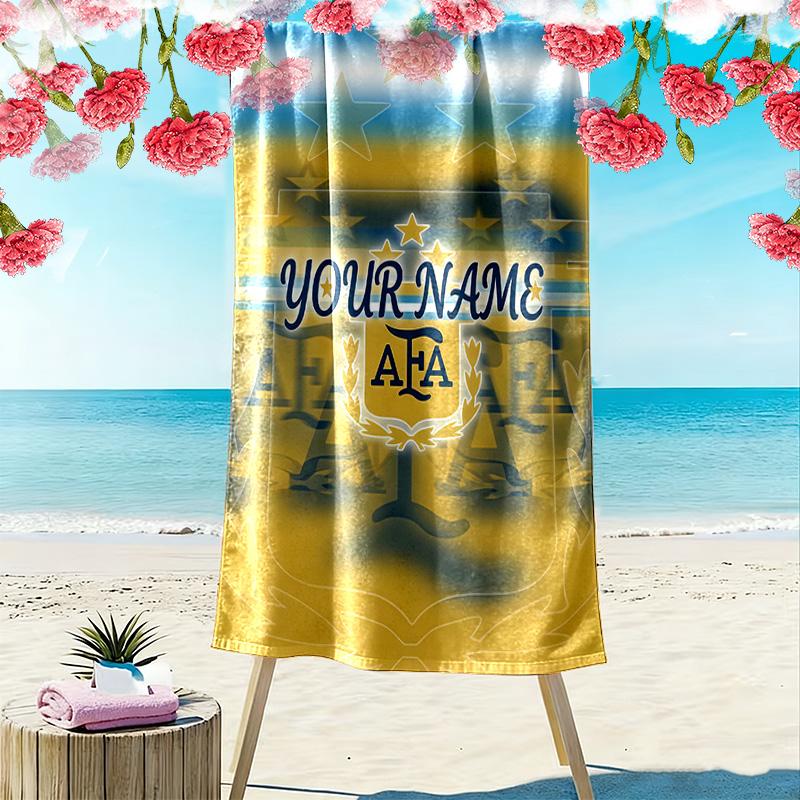 Messi Custom Name Print Beach Towel Large Soft Quick Dry Towel For Beach Camping Swimming