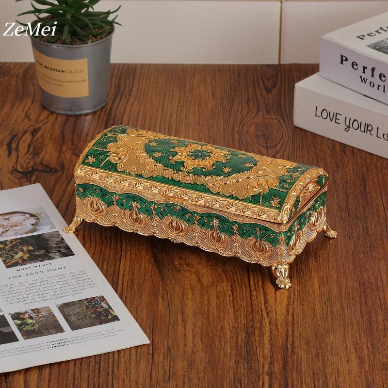 European Style Bracelet Storage Box Jewelry Organizer,Exquisite Patterns Alloy Card Ring Storage Box Dresser Display Couple Gift