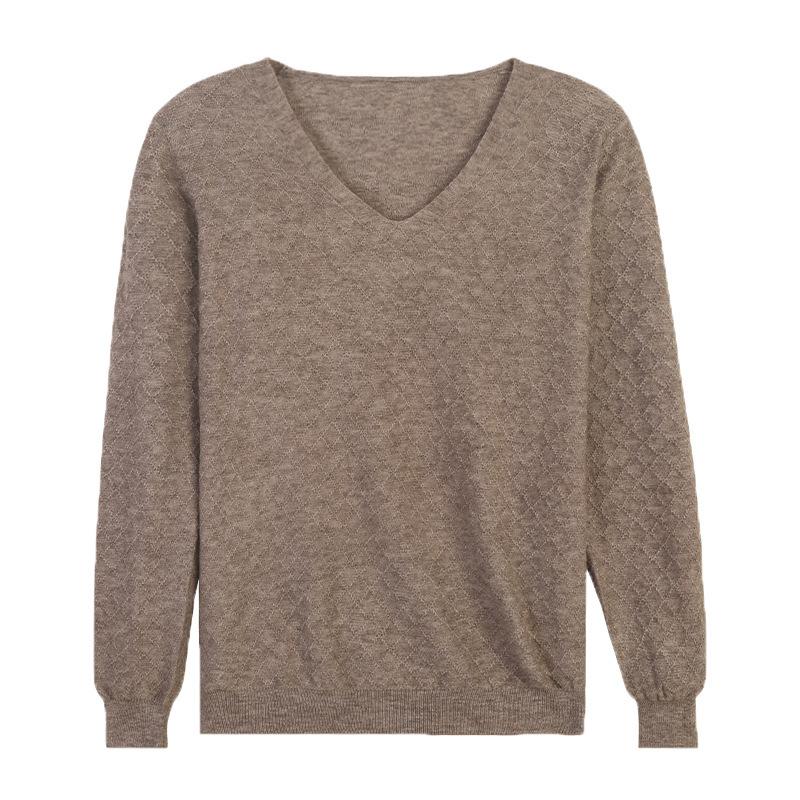 Autumn and Winter Pullover Knitted Sweater Women's V-neck Slim Bottoming Shirt