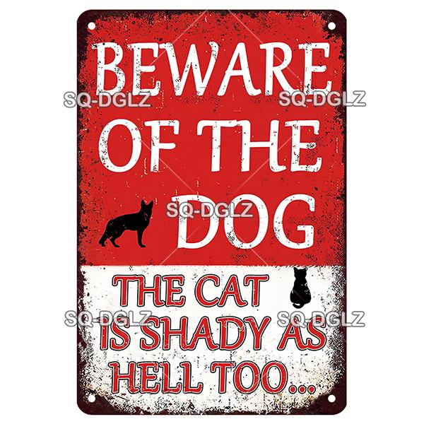 Warning Vintage Metal Sign Beware of Dog Tin Sign Shop Metal Plaque Decoration Plate Decor For Pub Bar Wall Decor Poster Gift