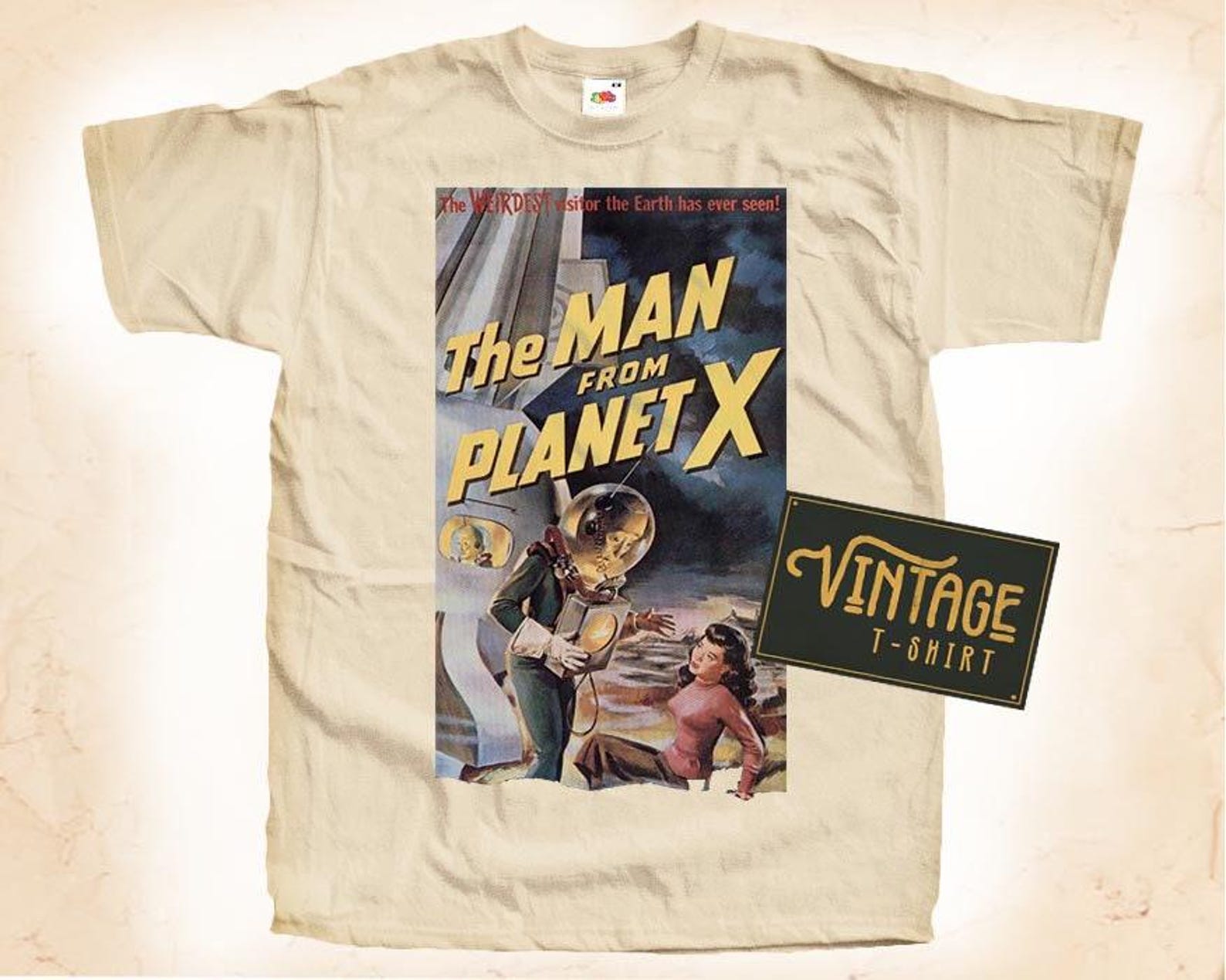 The Man from Planet X T-Shirt Tee Natural Vintage Cotton Movie Poster Beige All Sizes S M L XL 2X 3X 4X 5X S