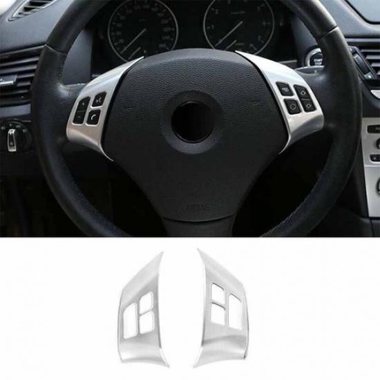 Matte Silver Steering Wheel Button Frame For BMW 3-Series E90 05-2012 Cover Trim