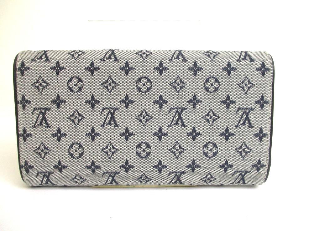 Autentisk LOUIS VUITTON Monogram Mini Navyblå Lærred Trefoldet Pung International #b081 Sælger renoveret