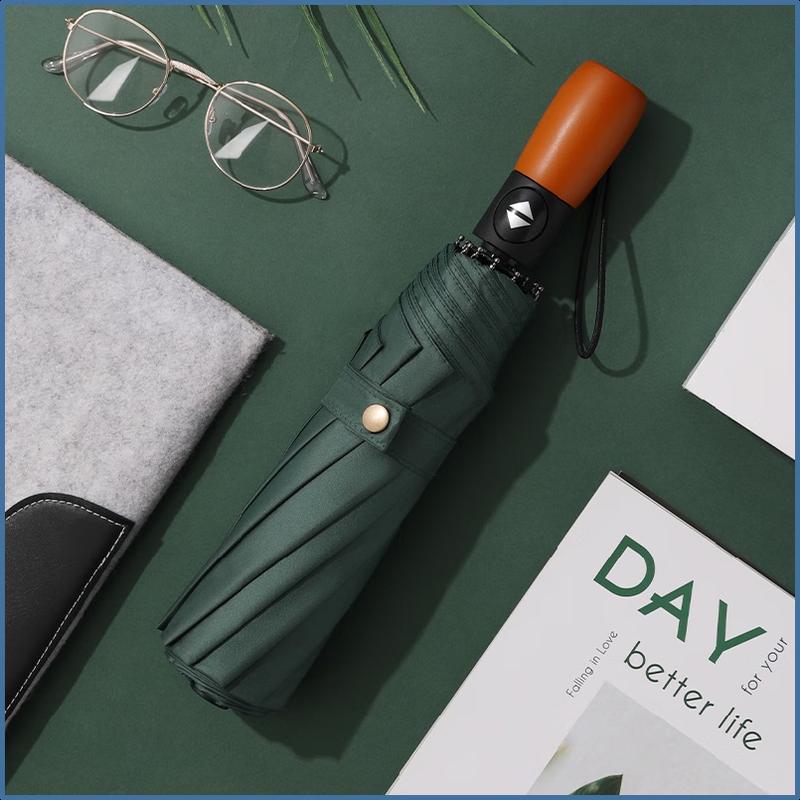 Automatic Folding Umbrella with Wooden Handle