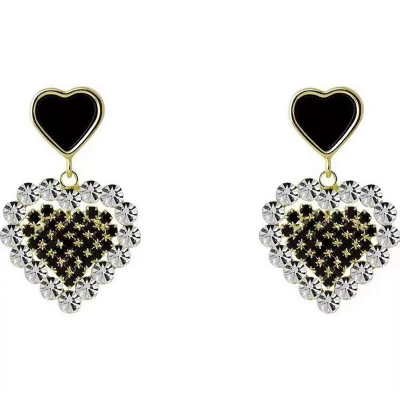Korean Exquisite Heart Shape Stud Earrings For Women Shining CZ Zircon Love Imitation Pearl Earring Temperament Jewelry