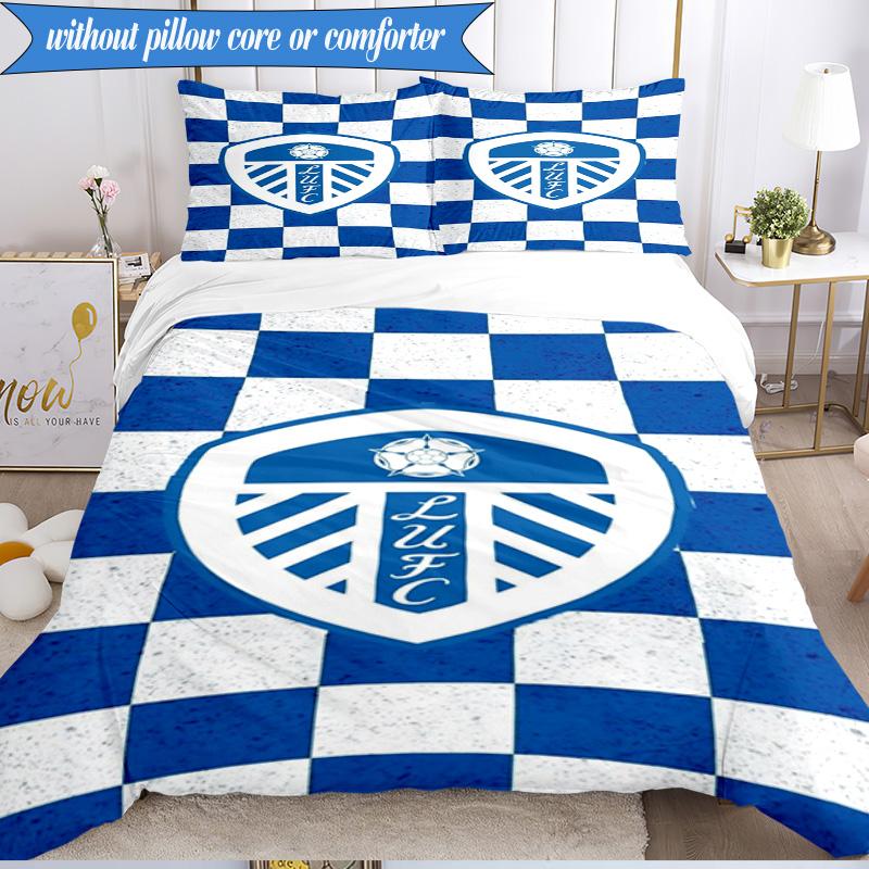 3PCS Leeds Crest Design Printed Soft Bedding Set,Including 1pc Duvet Cover And 2pcs Pillowcases Perfect for Bedroom, Dormitory, Fan gift