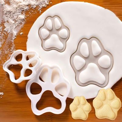 Lot de 2 emporte-pièces en plastique blanc en forme de patte de chat, pour décoration de gâteaux