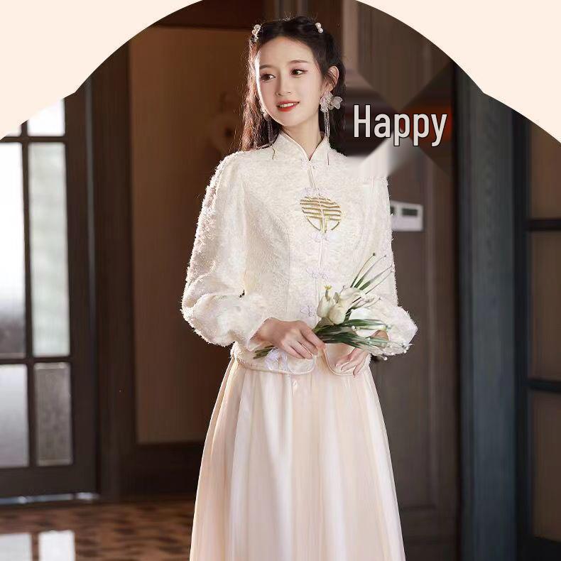 Neues Brautjungfernkleid im chinesischen Stil - Champagnerfarbenes, figurbetontes Design für alle Jahreszeiten