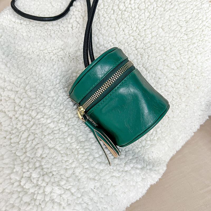 

Trendy Korean Style Mini Crossbody Bucket Bag For Kids Unisex Breathable Accessory зелений