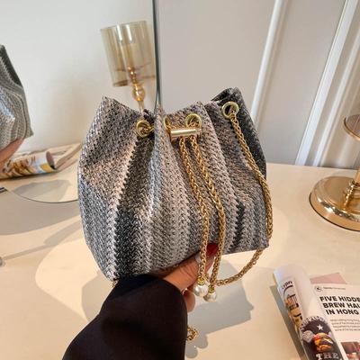 Personalized Large-capacity Drawstring Design Chain Crossbody Single-shoulder Bucket Bag