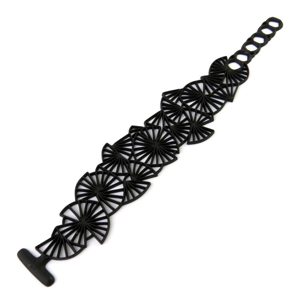 Les Trésors De Lily [P0686] - Black 'Batucada' Designer Bracelet (Origami)