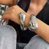 Wide Chunky Waterdrop Spring Bangles for Women Gold copper Color Open Cuff Thick Irregular Twisted Bangle Bracelet Jewelry