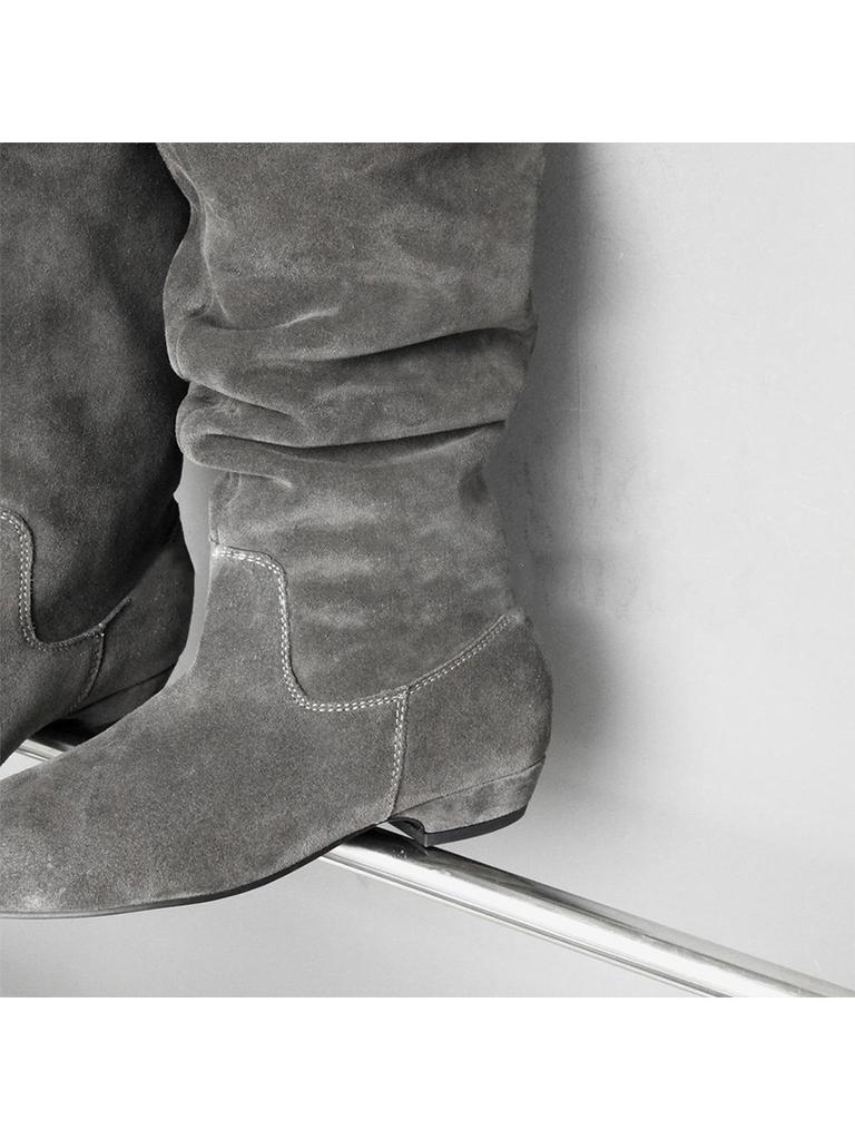 Vintage Flat Boots Women's Frosted Wide Tube Folded Pile Boots Skinny Versatile Knight Boots