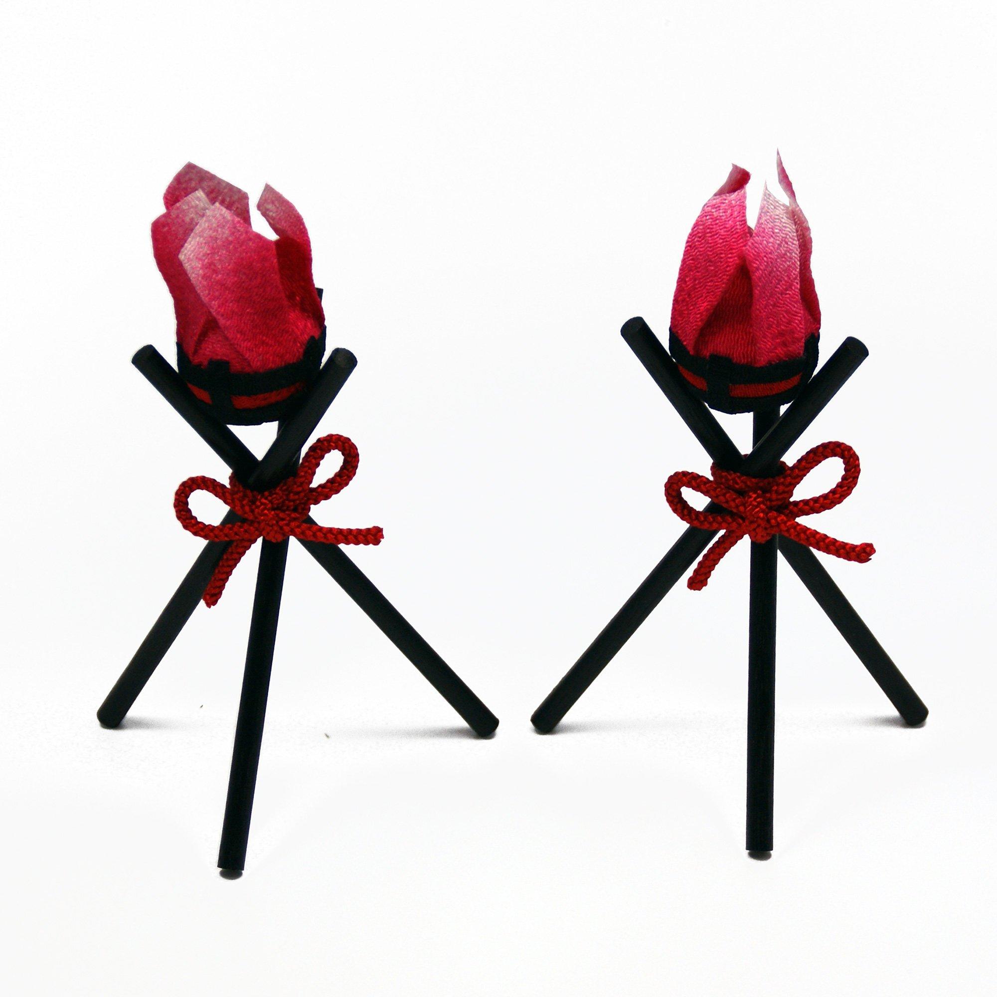 

Osaka Choseido May Doll Props: Bonfire Pair (Rayon Chirimen), Helmet Ornament, and Carp Streamer