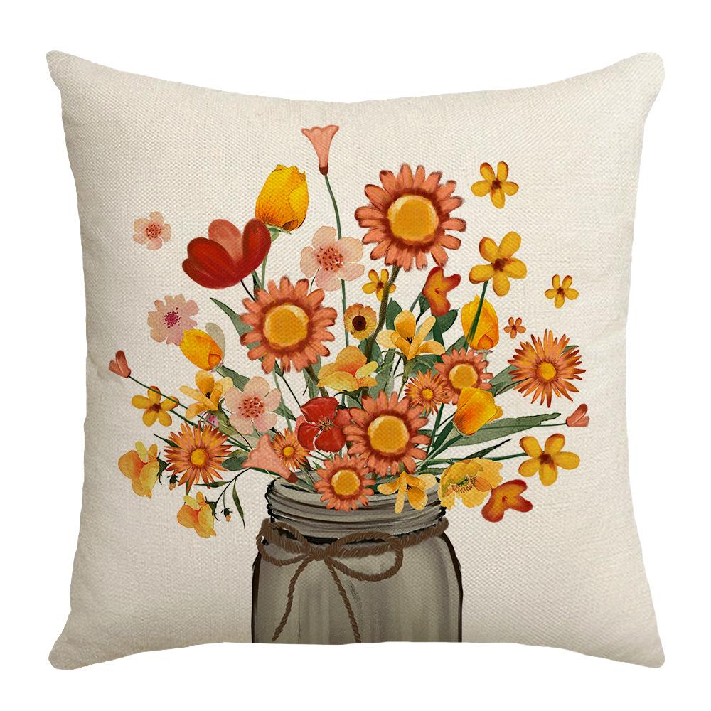 

Thanksgiving Print Series Soft and Comfortable Pillows for Home and Living Rooms Elastic and Full Pillow Linen Lumbar Cushion Pillows 45 * 45Cm (without core)