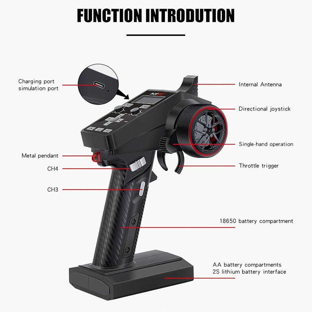 6CH 2.4G RC Transmitter with Receiver with LCD Screen Anti-Jamming Remote Controller Long Distance 300m for RC Car Crawler Boat