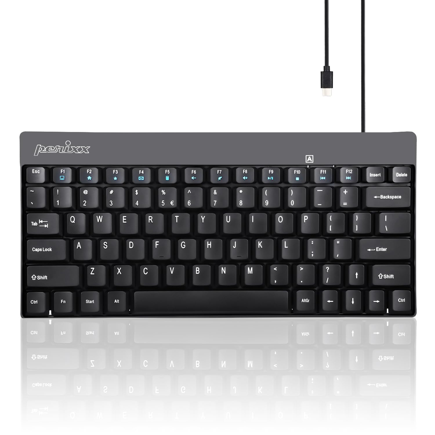 

Perixx PERIBOARD-422 Wired USB-C Cable Mini Keyboard with USB-CType-CType-C Connections, Black, Tenkeyless [Official Warranty] (English Layout)