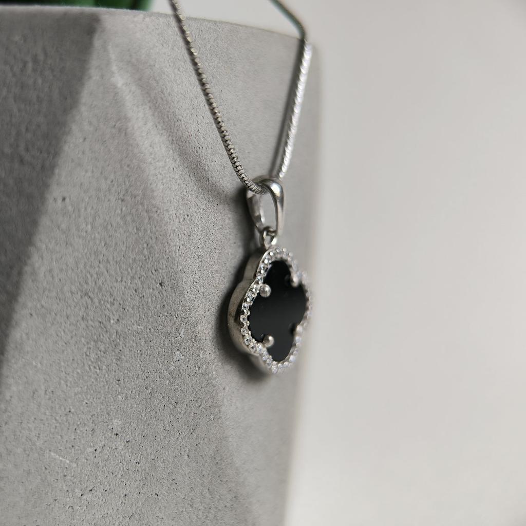Silver Pendant with Onyx, Cubic Zirconia (2208655)